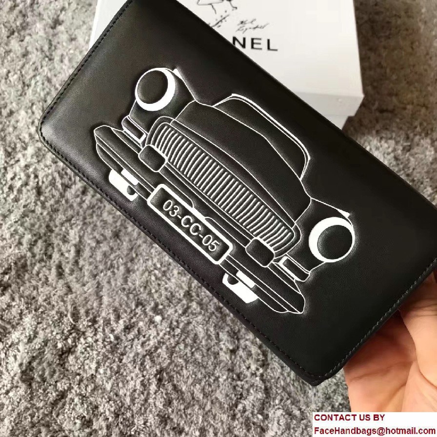 Chanel Lambskin and Car Printed Wallet 2017