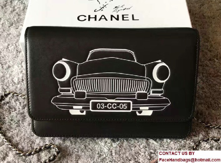 Chanel Lambskin and Car Printed Wallet On Chain WOC Bag 2017