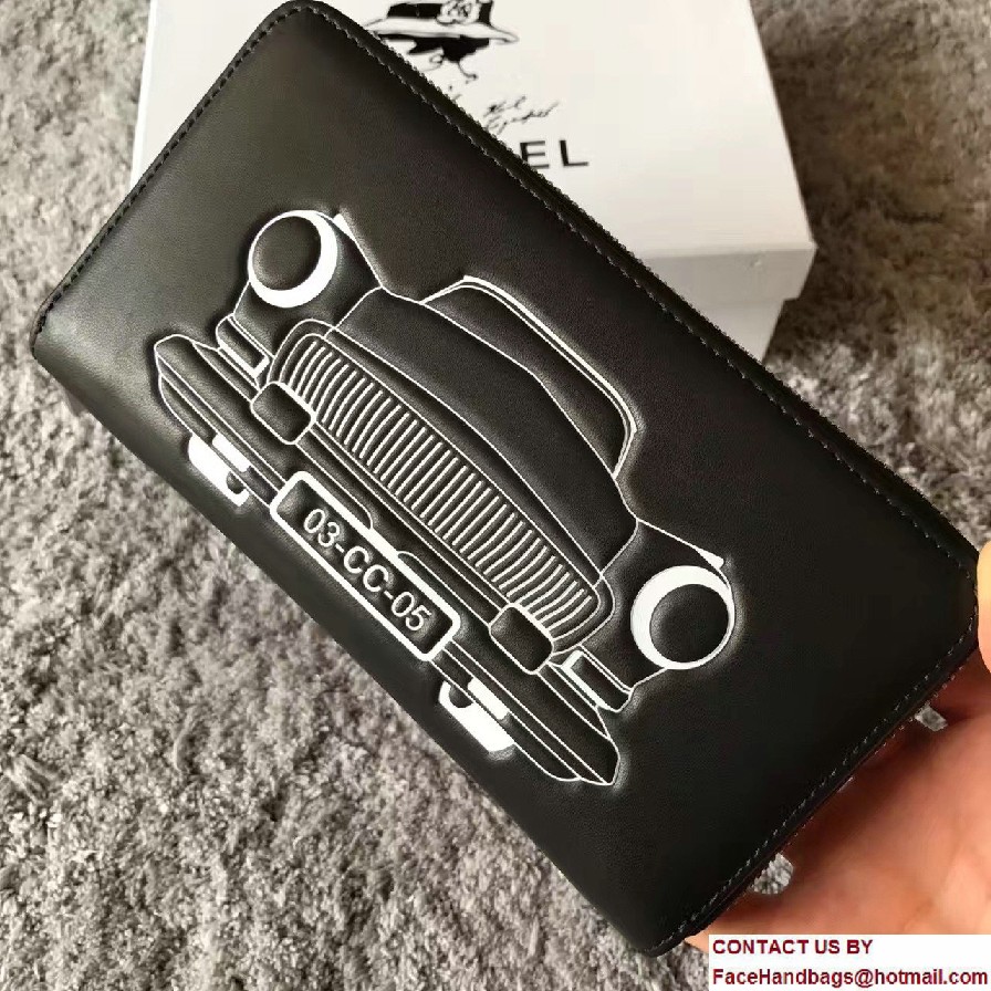 Chanel Lambskin and Car Printed Zipped Wallet 2017