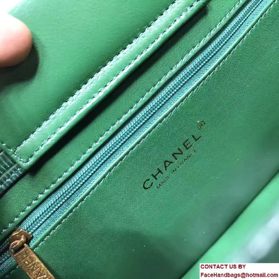 Chanel Lizard Pattern Leather Flap Large Bag Green/Red with Metal Logo 2017