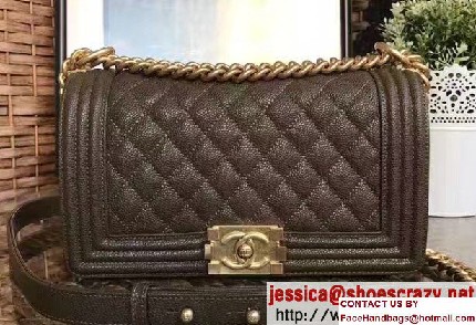 Chanel Medium Boy Flap Shoulder Bag A67086 in Caviar Leather Olive Green 2017