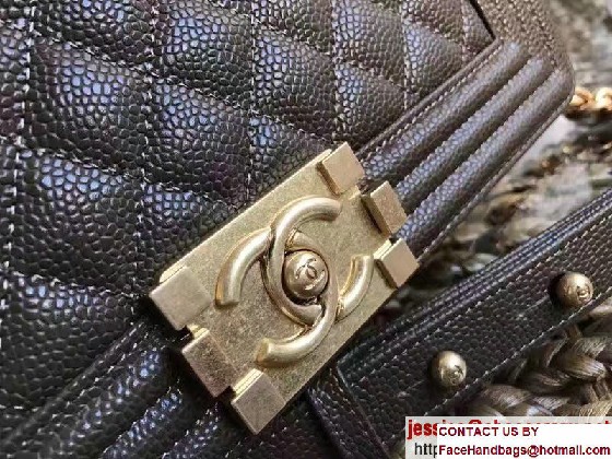 Chanel Medium Boy Flap Shoulder Bag A67086 in Caviar Leather Olive Green 2017