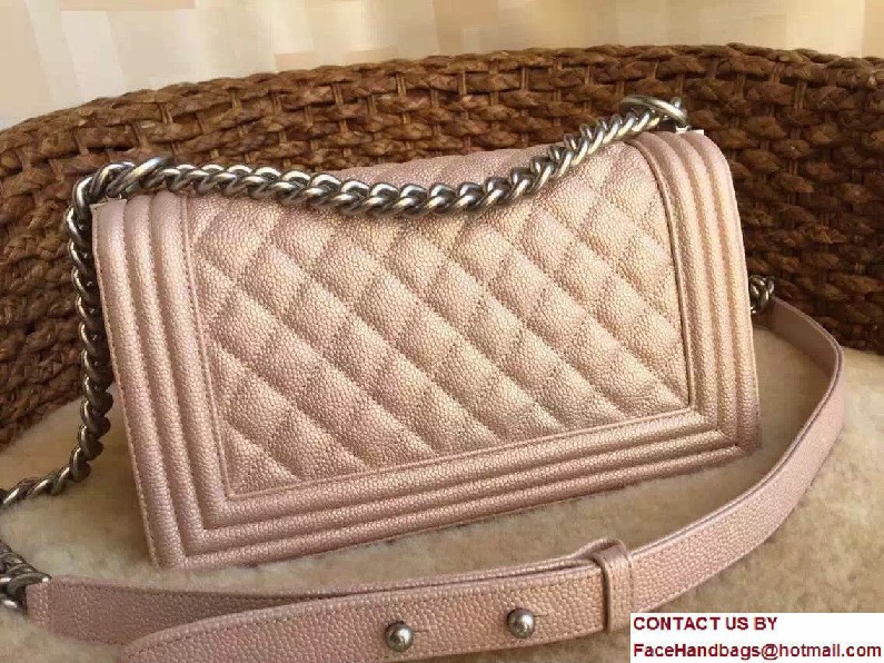 Chanel Medium Boy Flap Shoulder Bag A67086 in Caviar Leather Pink Gold 2017