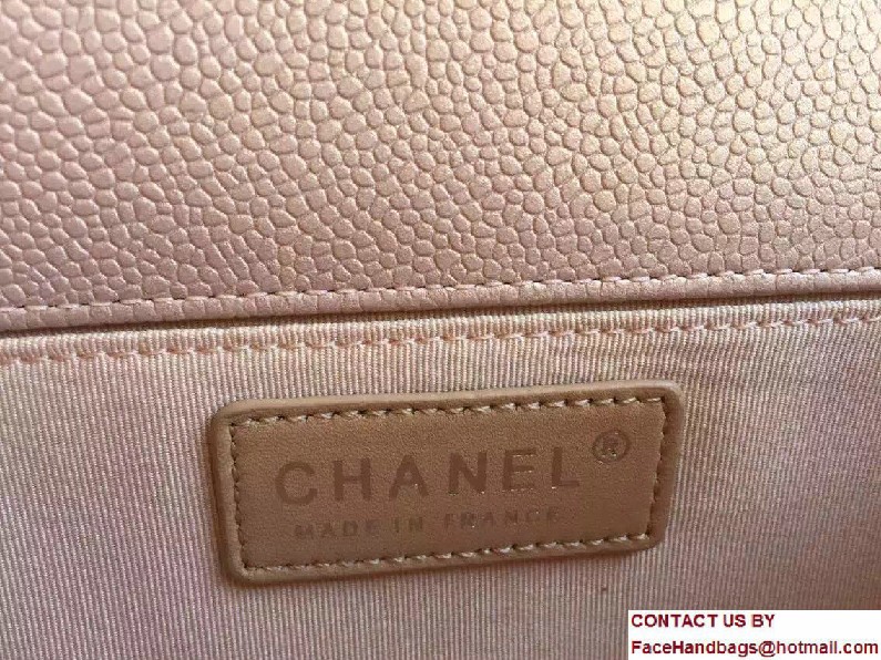 Chanel Medium Boy Flap Shoulder Bag A67086 in Caviar Leather Pink Gold 2017