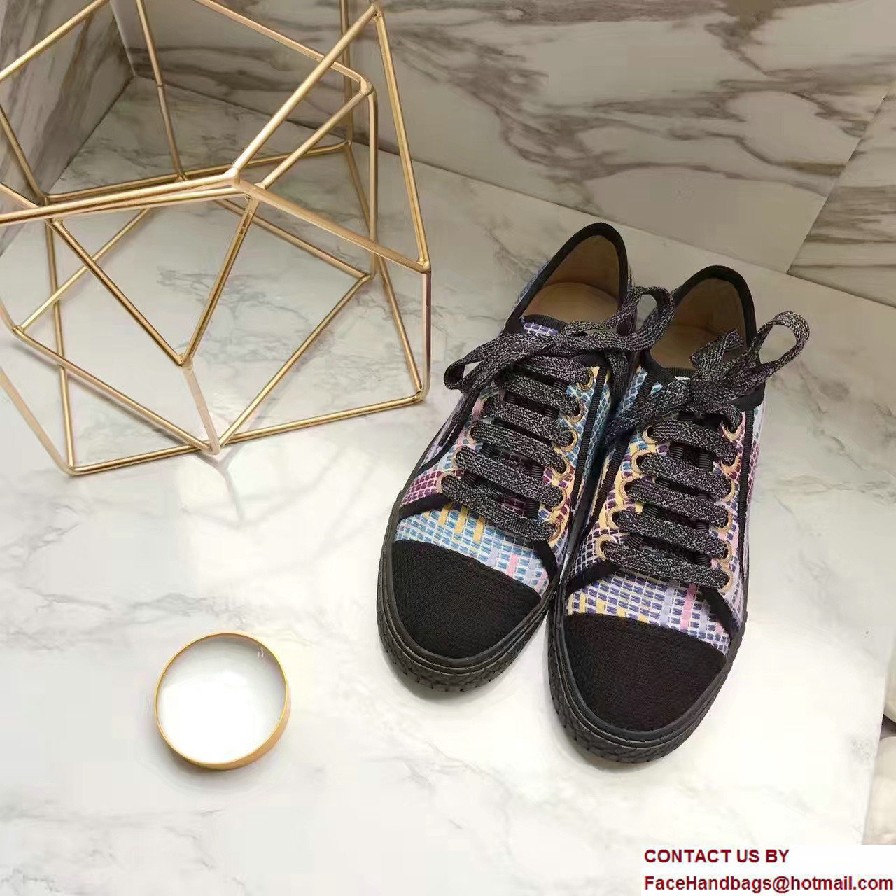 Chanel Multicolor Tweed Sneakers G32383 Black Spring 2017