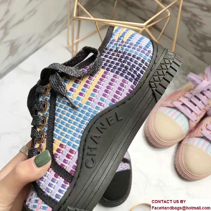 Chanel Multicolor Tweed Sneakers G32383 Black Spring 2017