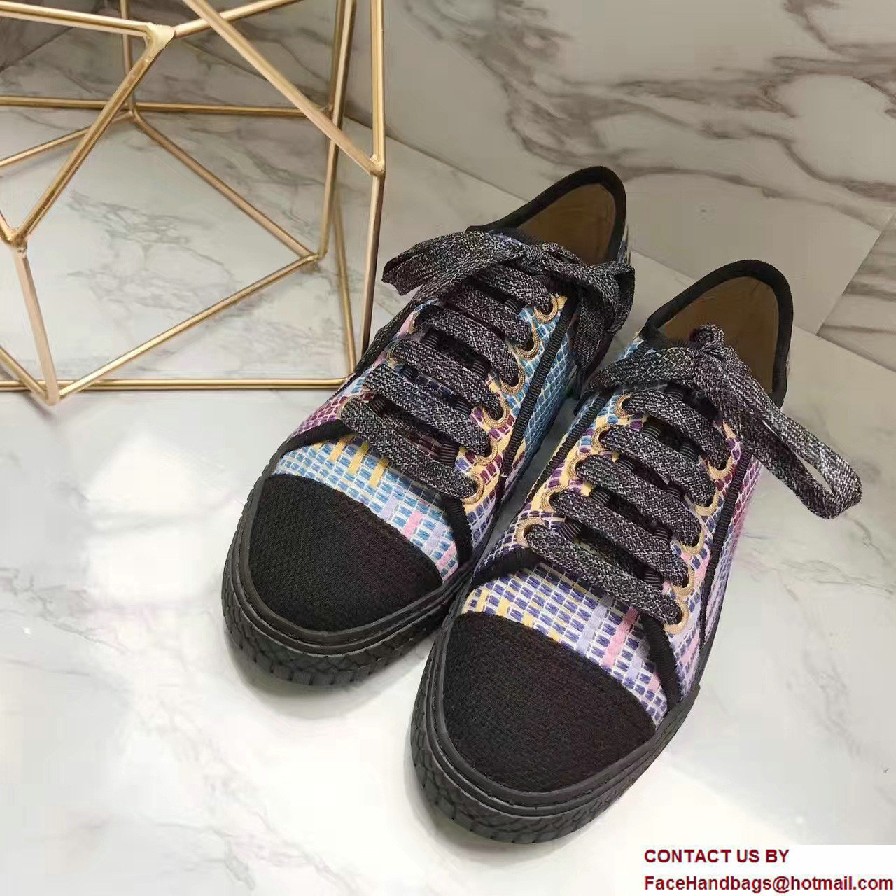 Chanel Multicolor Tweed Sneakers G32383 Black Spring 2017