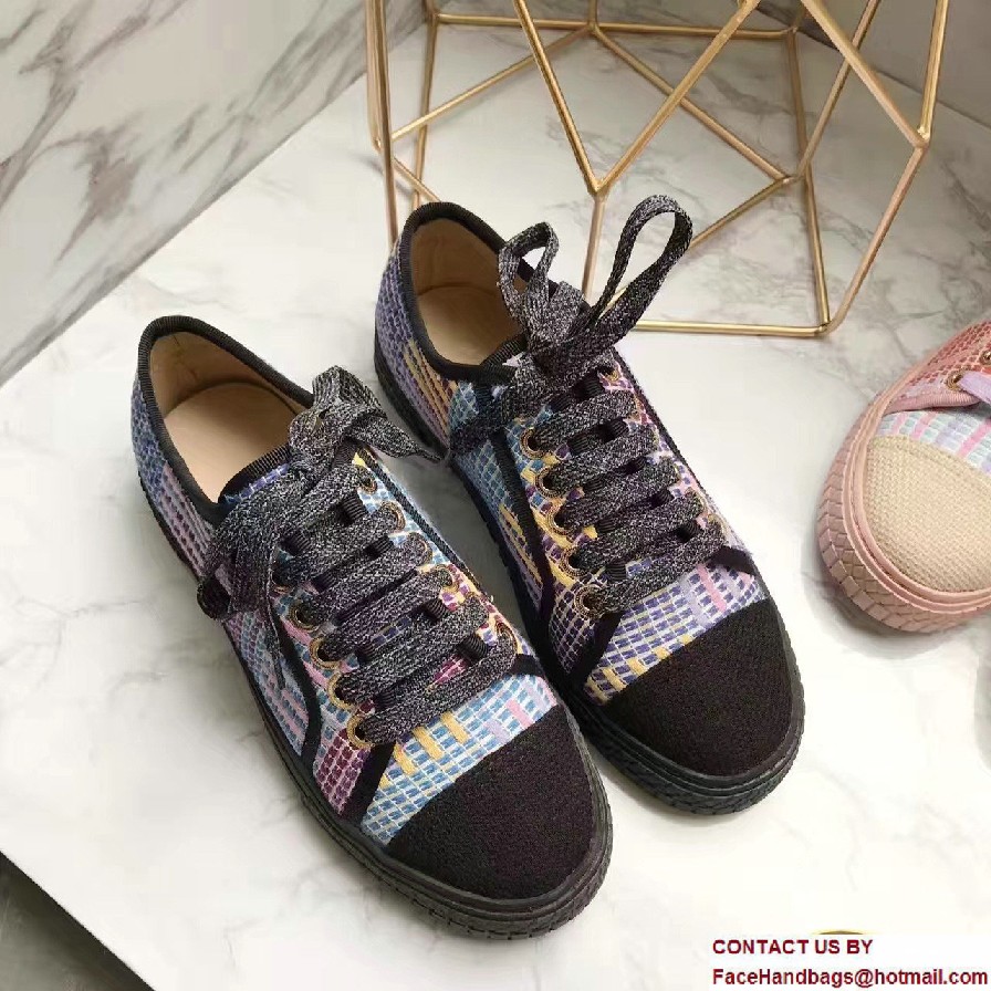 Chanel Multicolor Tweed Sneakers G32383 Black Spring 2017