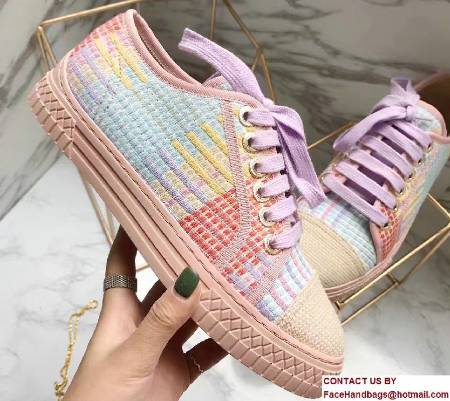 Chanel Multicolor Tweed Sneakers G32383 Pink Spring 2017