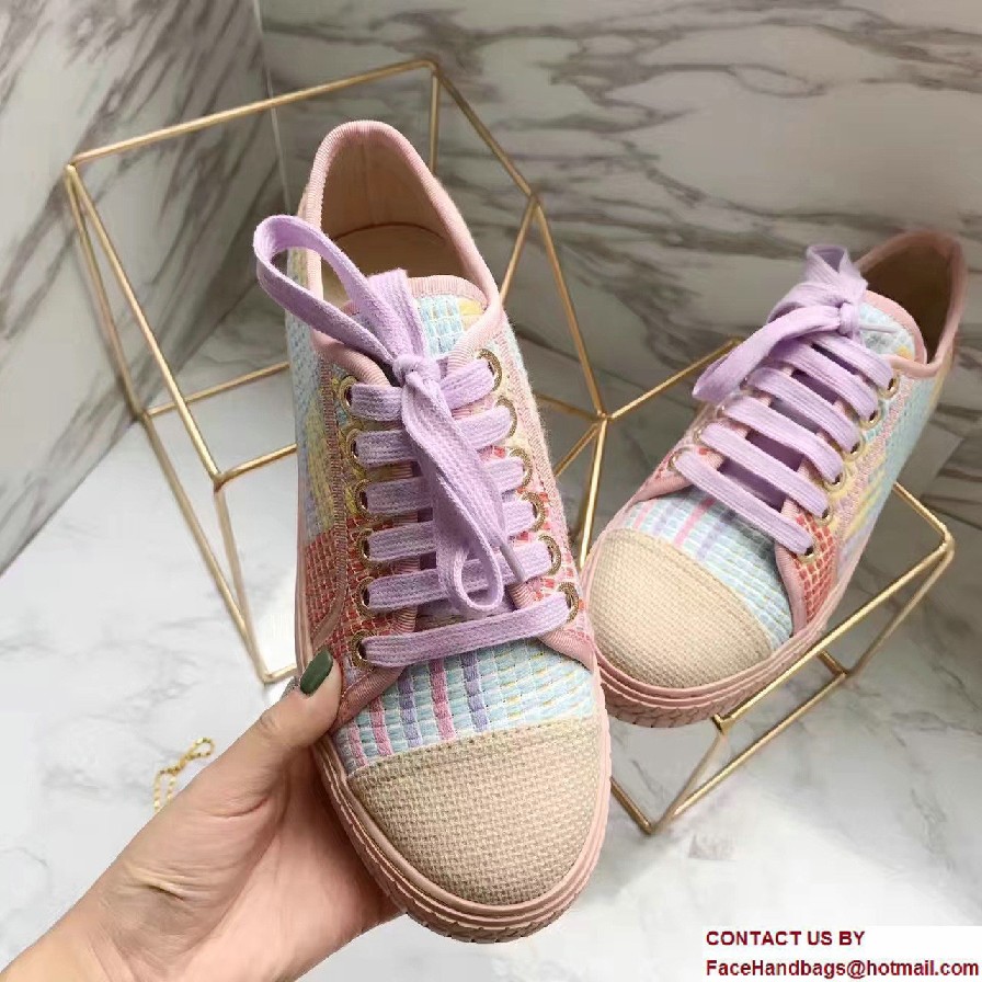 Chanel Multicolor Tweed Sneakers G32383 Pink Spring 2017