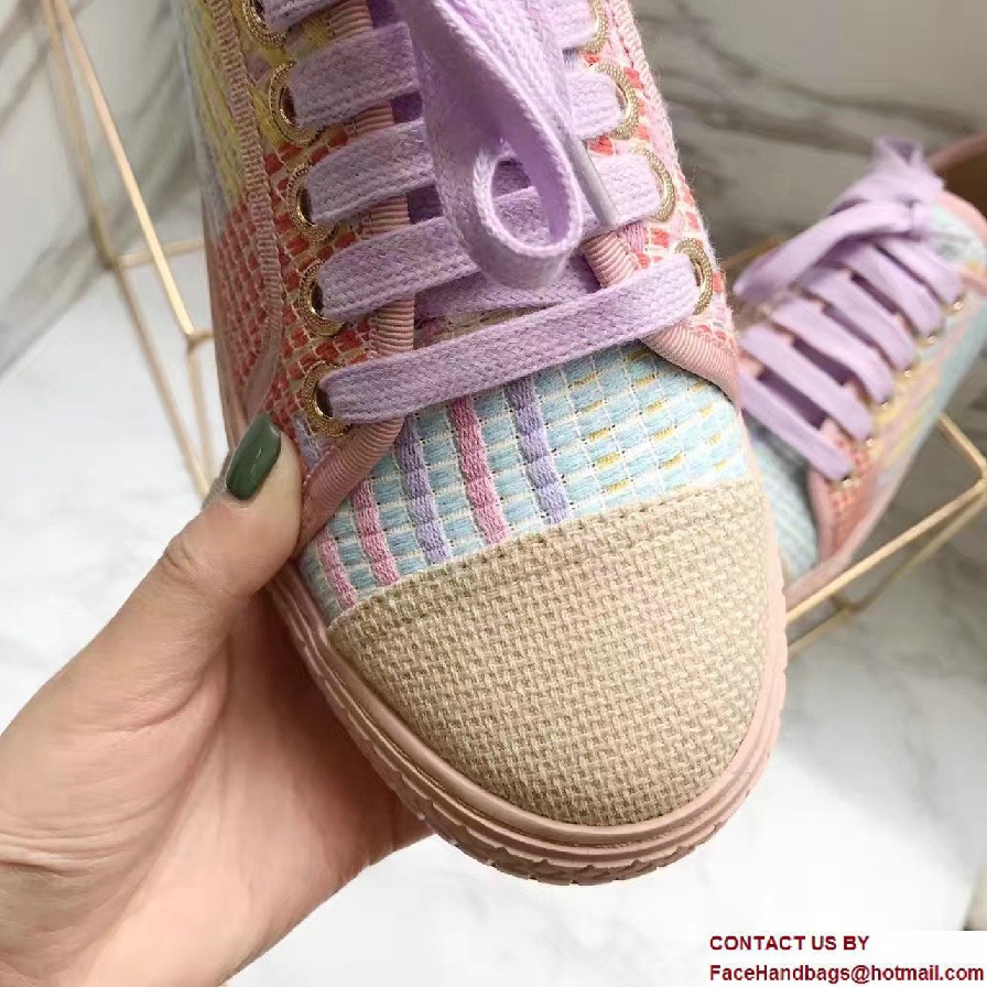 Chanel Multicolor Tweed Sneakers G32383 Pink Spring 2017