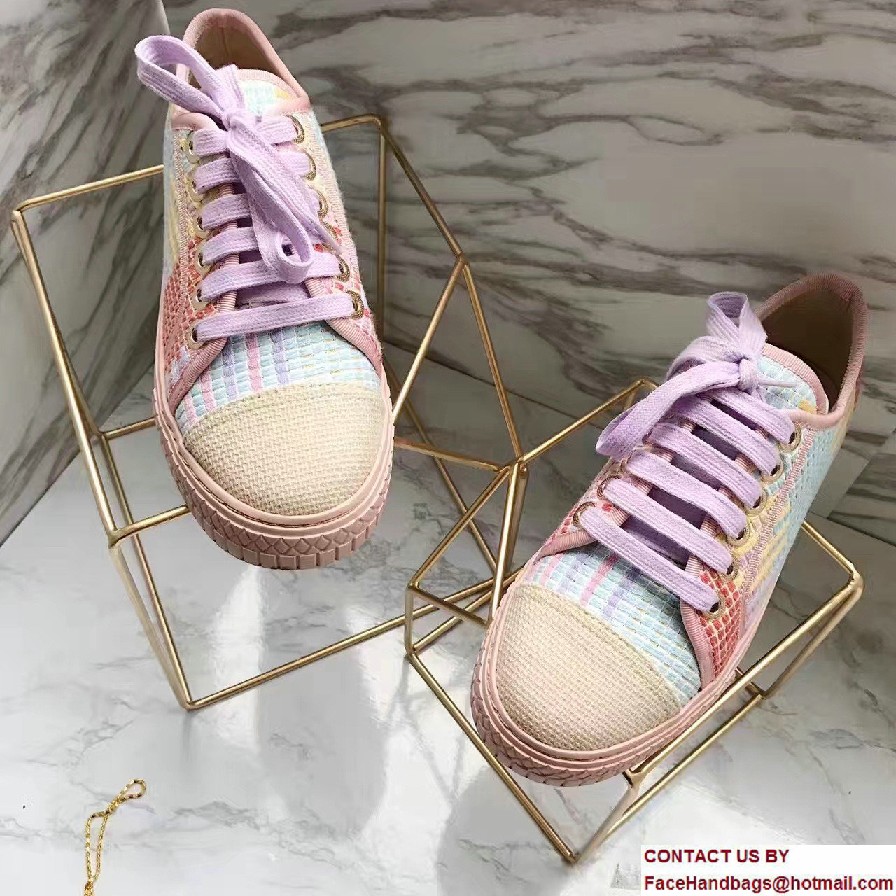 Chanel Multicolor Tweed Sneakers G32383 Pink Spring 2017