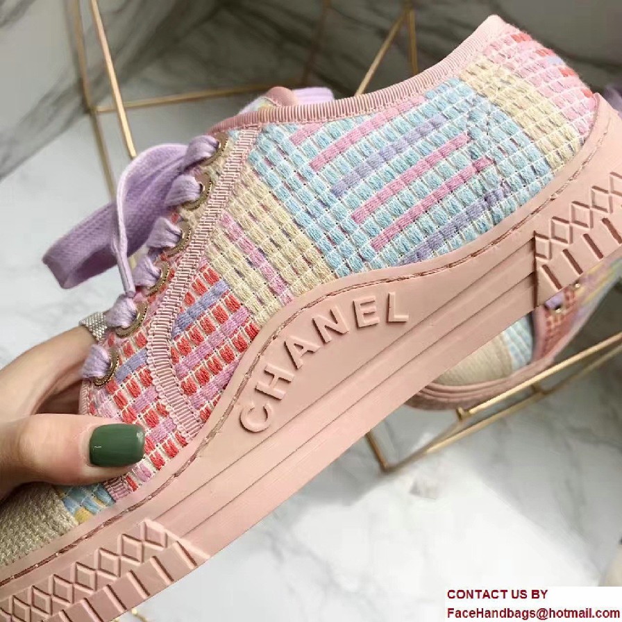 Chanel Multicolor Tweed Sneakers G32383 Pink Spring 2017