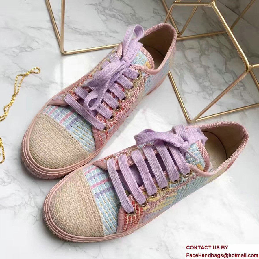 Chanel Multicolor Tweed Sneakers G32383 Pink Spring 2017