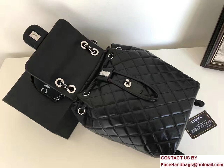 Chanel Quilted Lambskin Backpack Bag Black Fall Winter 2016