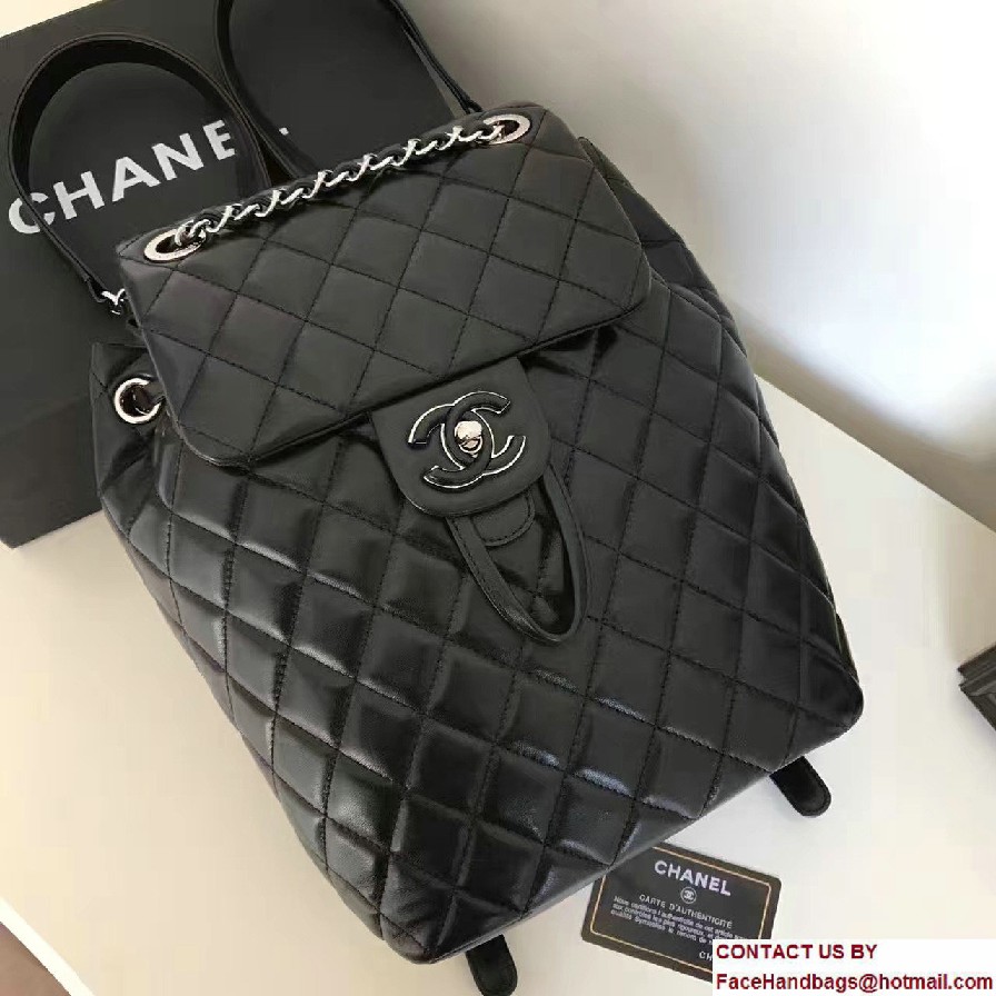 Chanel Quilted Lambskin Backpack Bag Black Fall Winter 2016