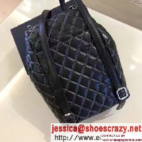 Chanel Quilted Lambskin Backpack Bag Black Threading Fall Winter 2016