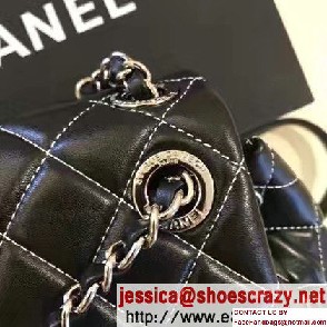 Chanel Quilted Lambskin Backpack Bag Black Threading Fall Winter 2016