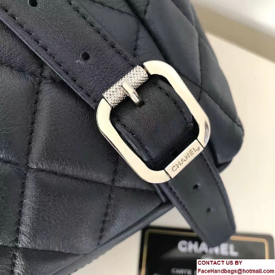 Chanel Quilted Lambskin Backpack Bag Dark Blue Fall Winter 2016