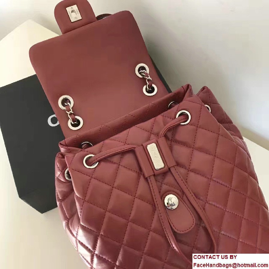 Chanel Quilted Lambskin Backpack Bag Red Fall Winter 2016