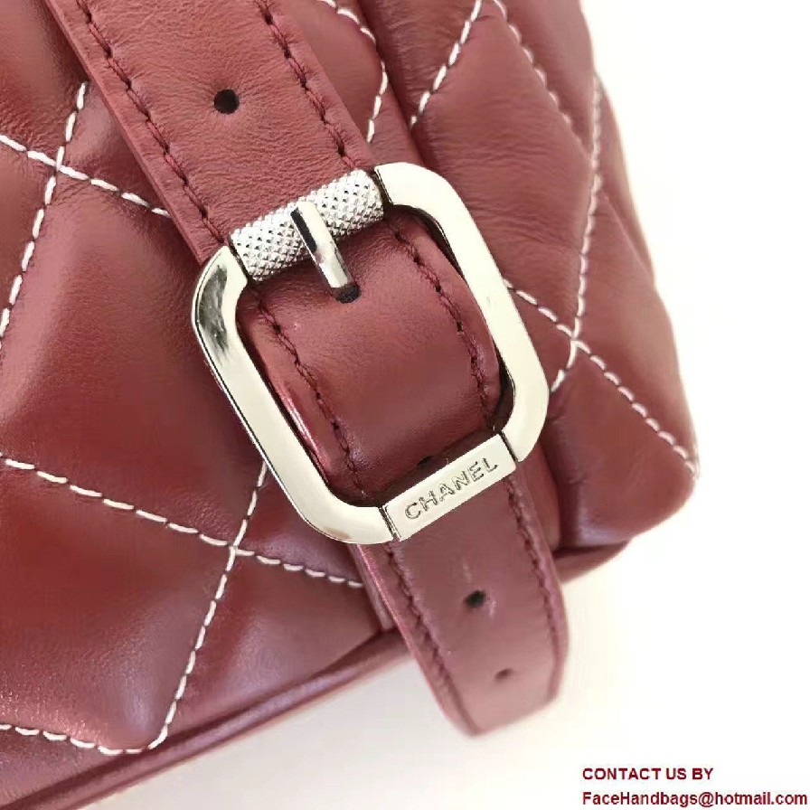 Chanel Quilted Lambskin Backpack Bag Red Threading Fall Winter 2016