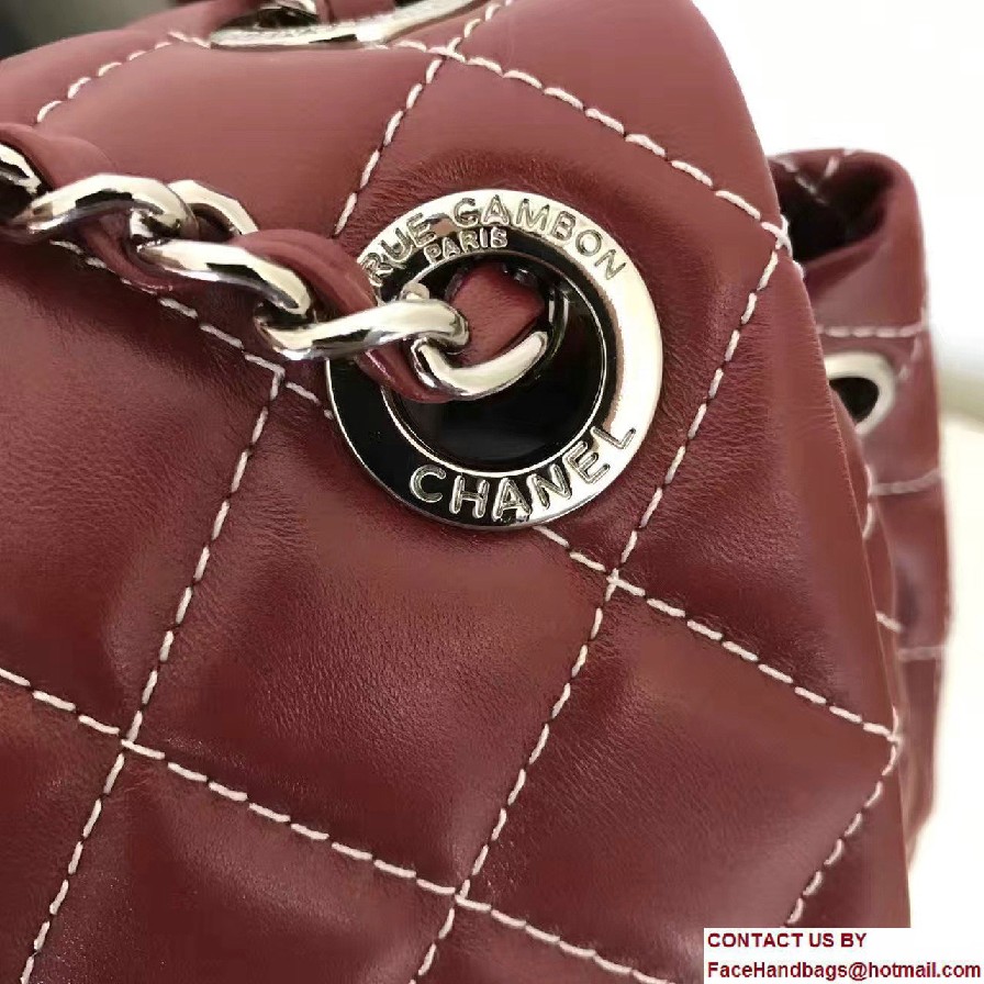 Chanel Quilted Lambskin Backpack Bag Red Threading Fall Winter 2016