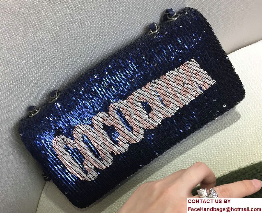 Chanel Sequins Coco Cuba Clutch Bag A98612 Blue Cruise 2017