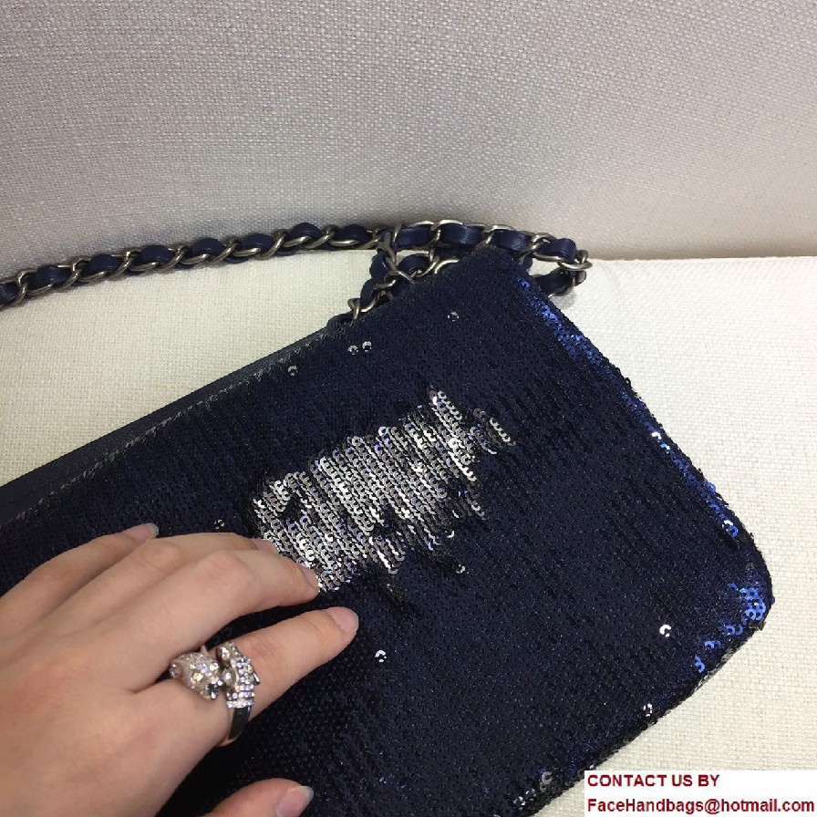 Chanel Sequins Coco Cuba Clutch Bag A98612 Blue Cruise 2017