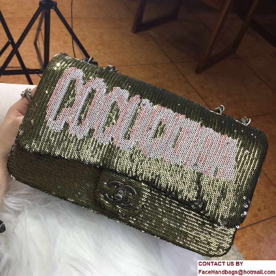 Chanel Sequins Coco Cuba Flap Bag A98613 Army Green Cruise 2017