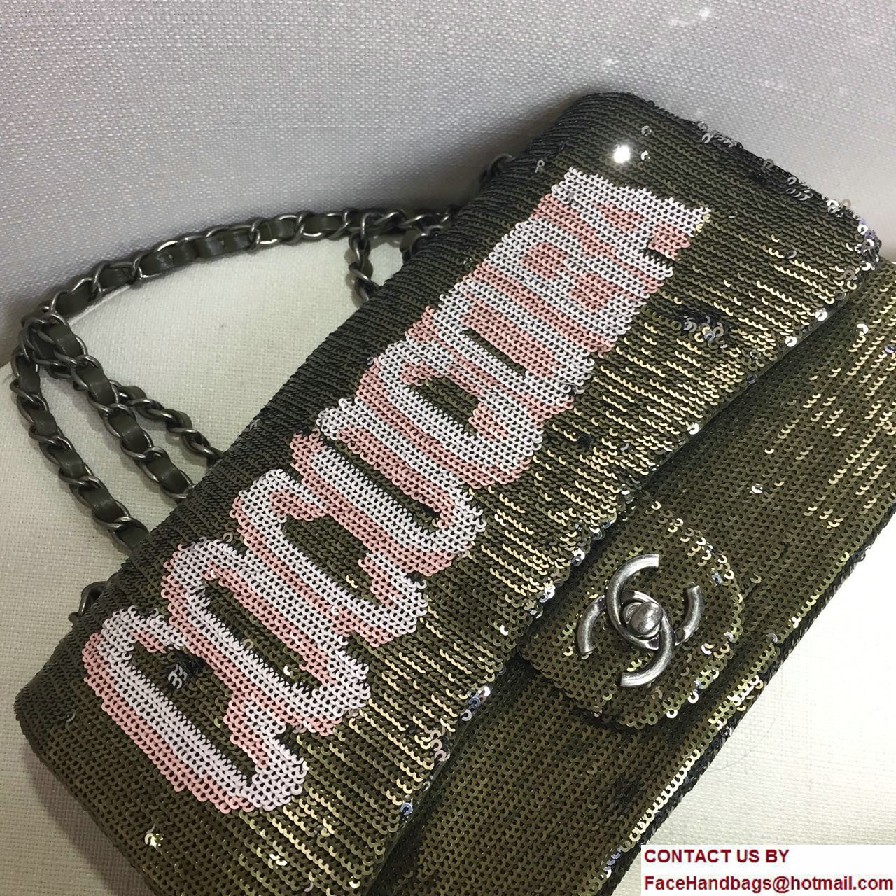 Chanel Sequins Coco Cuba Flap Bag A98613 Army Green Cruise 2017