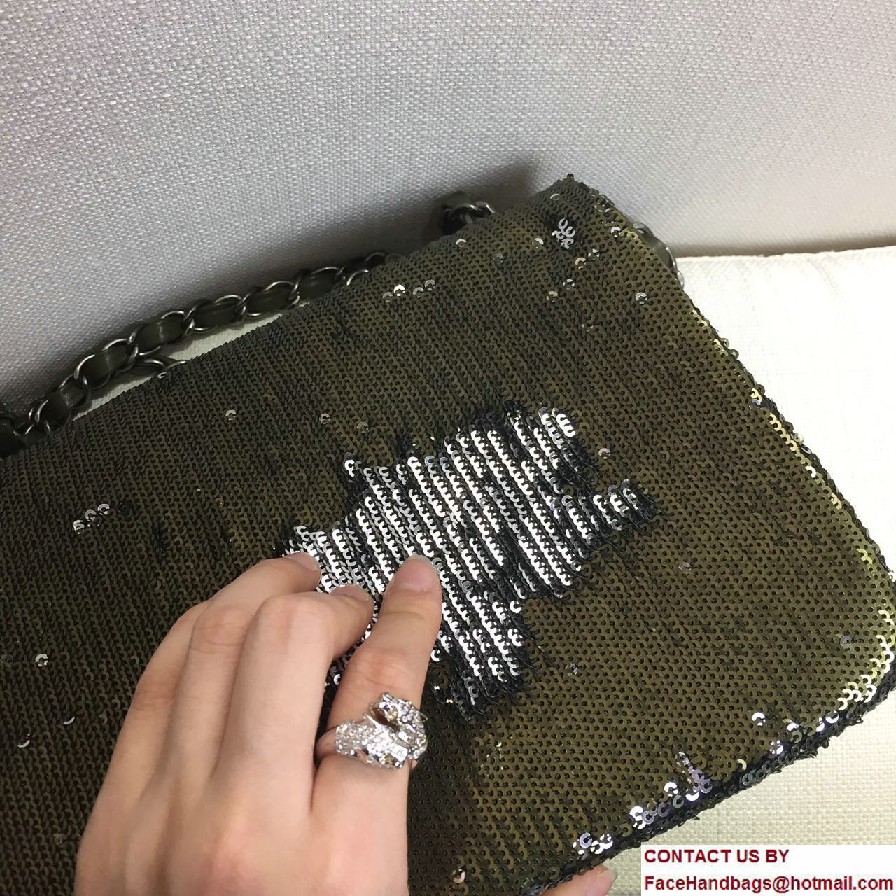 Chanel Sequins Coco Cuba Flap Bag A98613 Army Green Cruise 2017