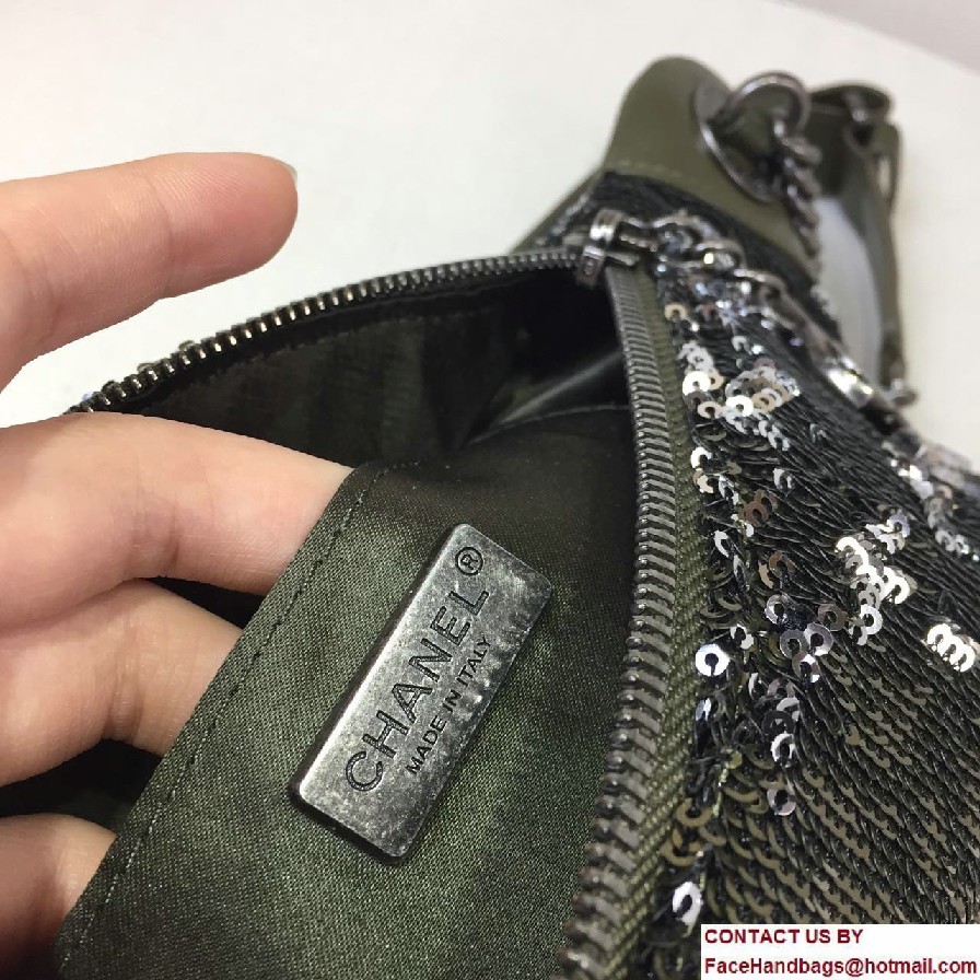 Chanel Sequins Coco Cuba Waist Bag A98617 Army Green Cruise 2017