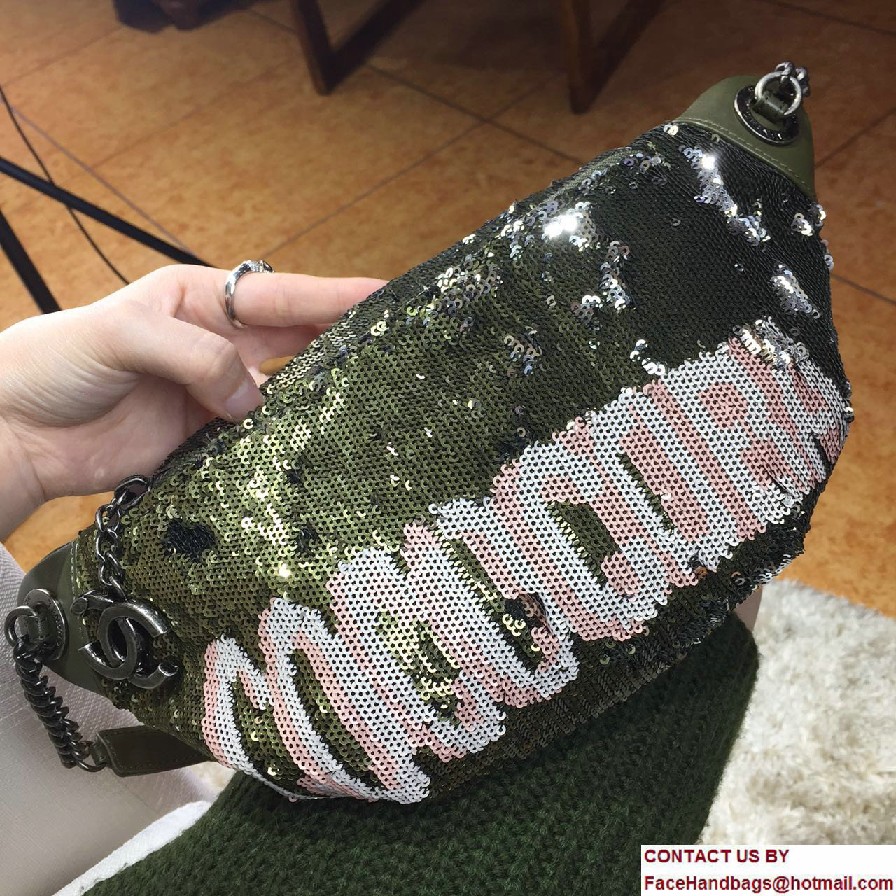 Chanel Sequins Coco Cuba Waist Bag A98617 Army Green Cruise 2017