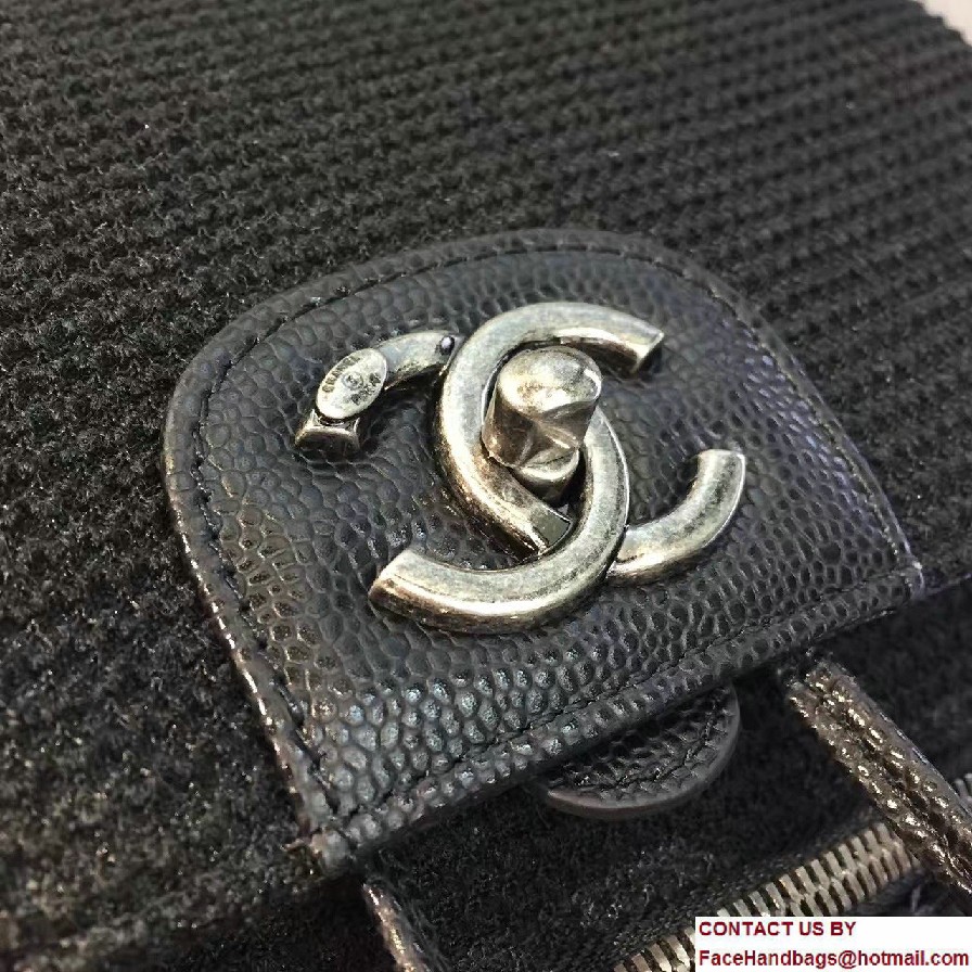 Chanel Tweed Canvas Backpack Pocket Bag A91430 Black/Red Cruise 2017