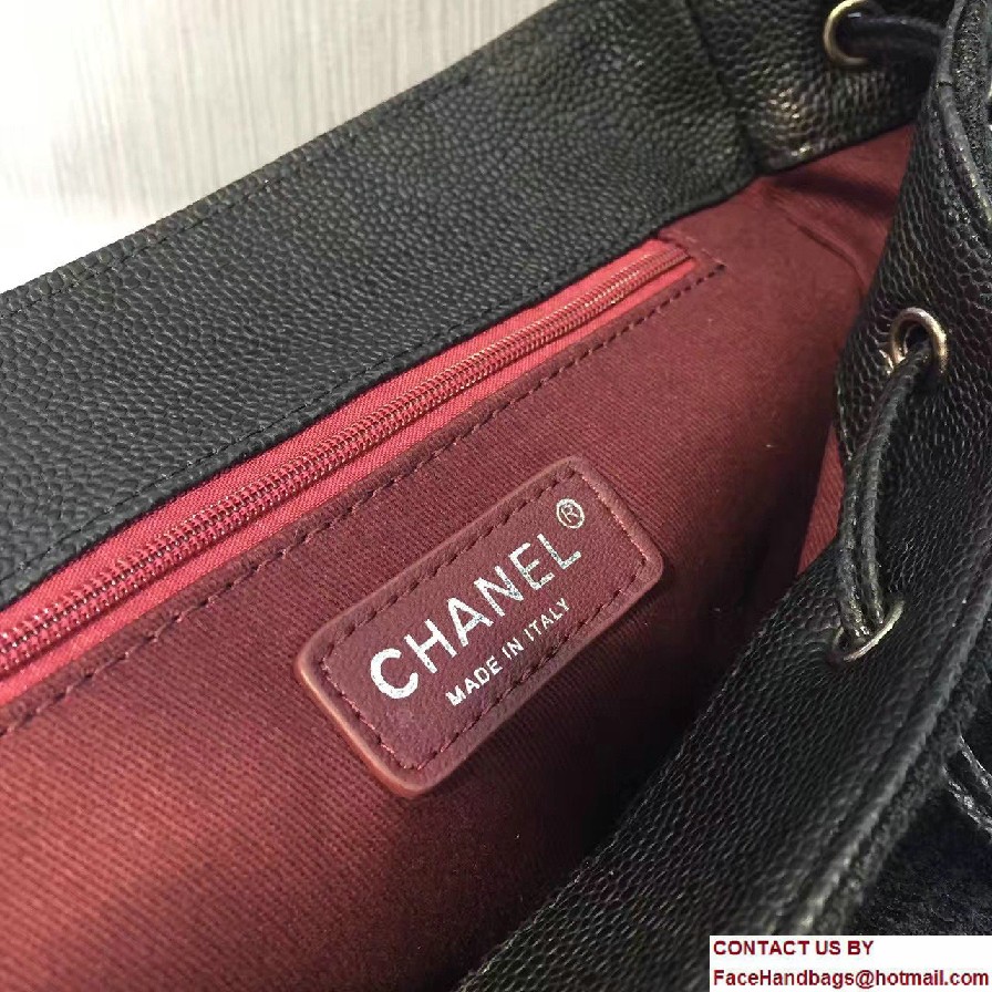 Chanel Tweed Canvas Backpack Pocket Bag A91430 Black/Red Cruise 2017