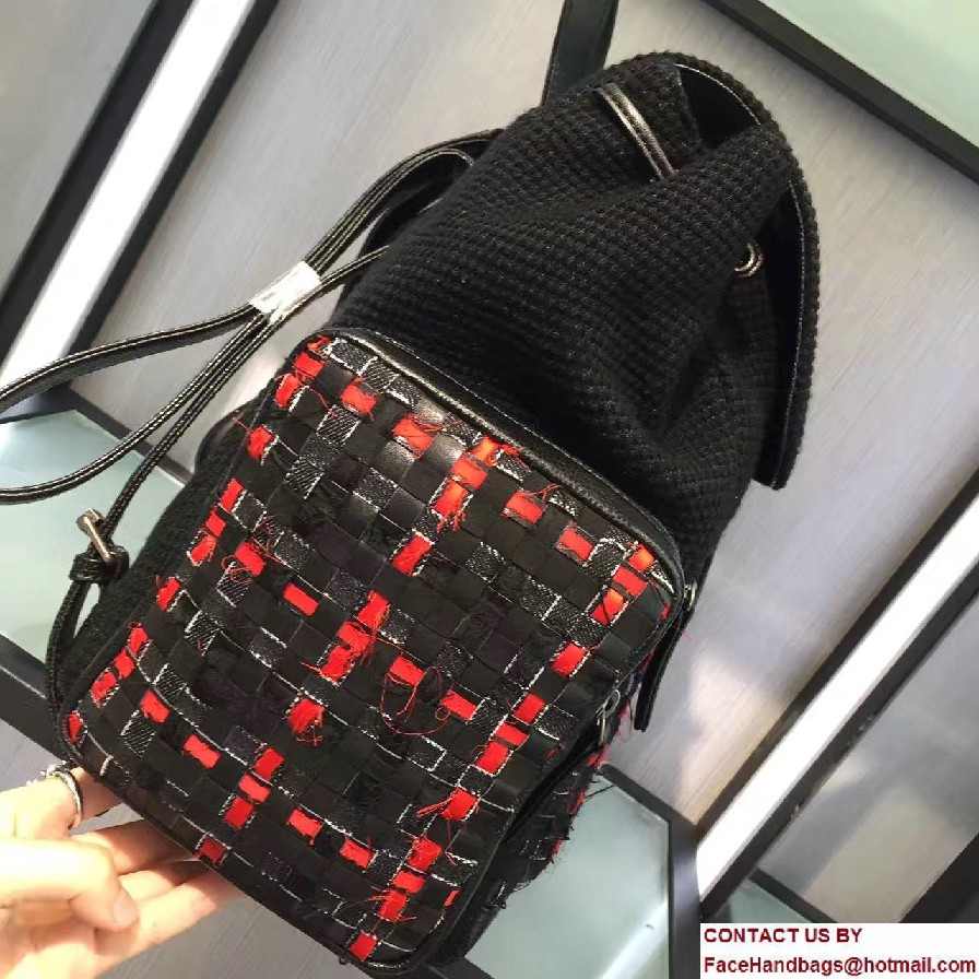 Chanel Tweed Canvas Backpack Pocket Bag A91431 Black/Red Cruise 2017