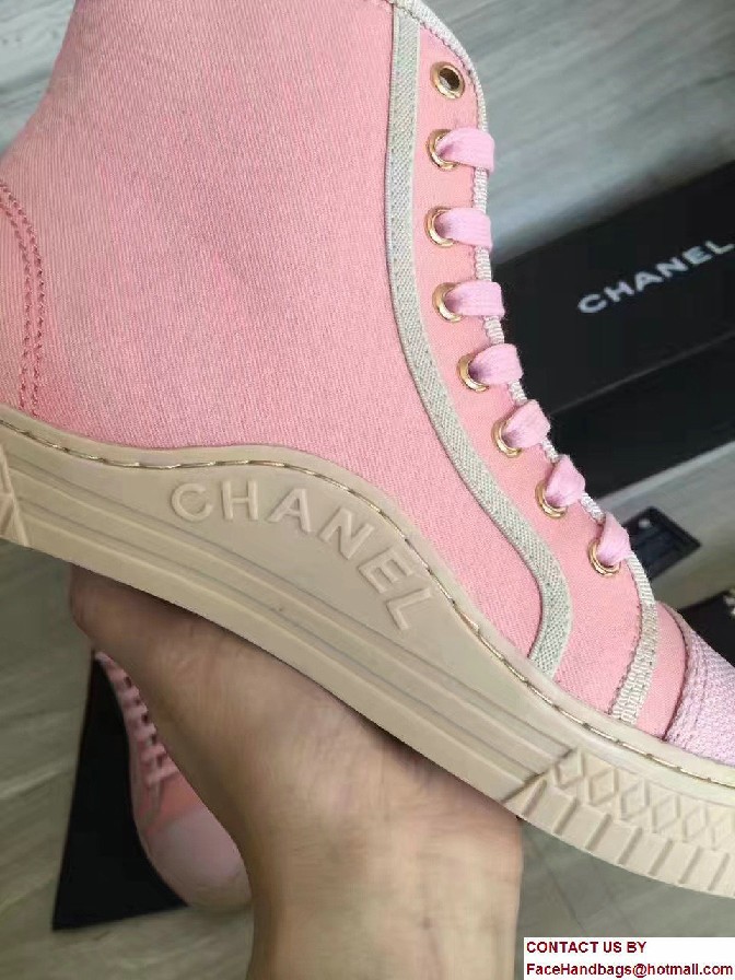 Chanel Tweed Sneakers G32473 Fabric Pink Spring 2017