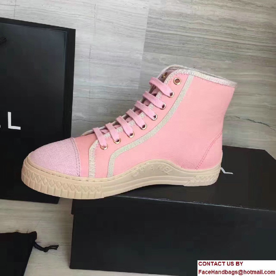 Chanel Tweed Sneakers G32473 Fabric Pink Spring 2017