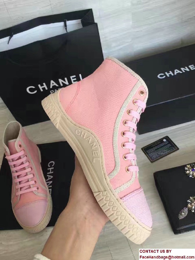 Chanel Tweed Sneakers G32473 Fabric Pink Spring 2017