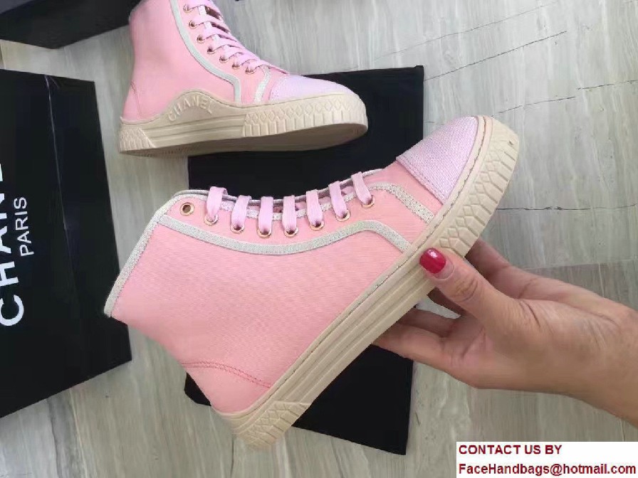 Chanel Tweed Sneakers G32473 Fabric Pink Spring 2017