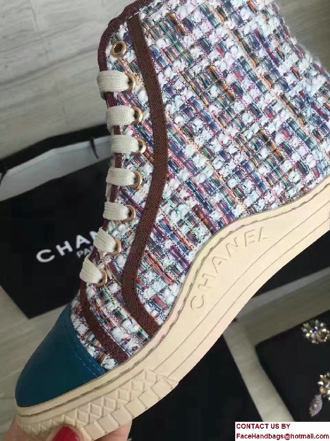 Chanel Tweed Sneakers G32473 Green Spring 2017