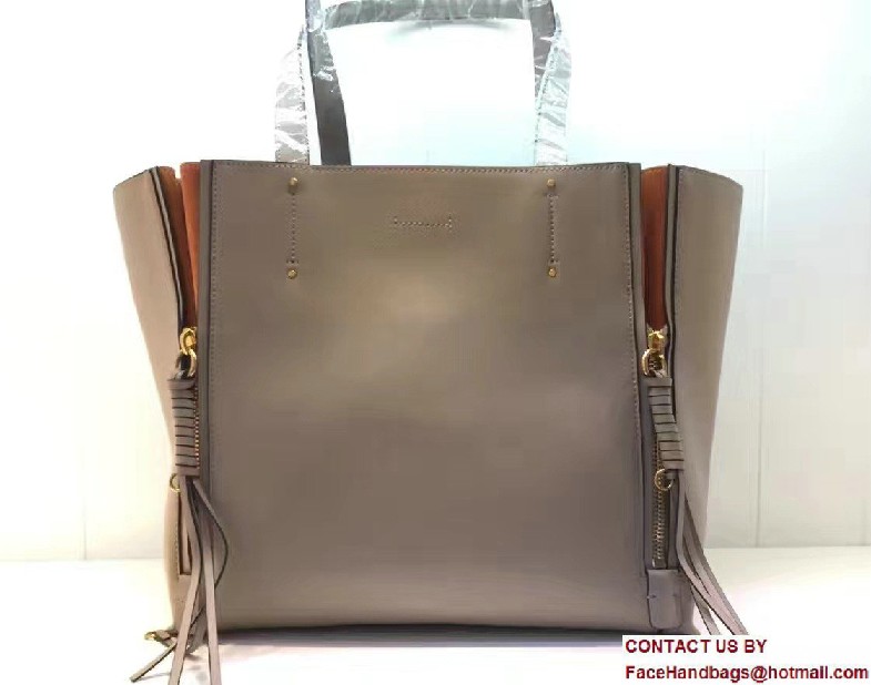 Chloe Leather and Suede Tasselled Half-Zips Milo Medium Tote Bag 3S1271 Gray 2017 - Click Image to Close