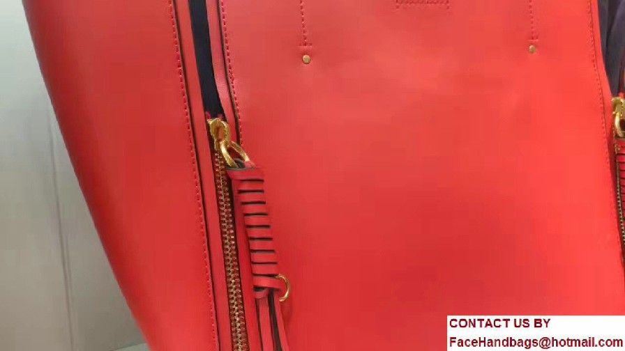 Chloe Leather and Suede Tasselled Half-Zips Milo Medium Tote Bag 3S1271 Red 2017