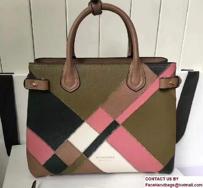 Colour Block Patchwork Leather Medium Banner Bag 40297141 Olive Green 2017 - Click Image to Close