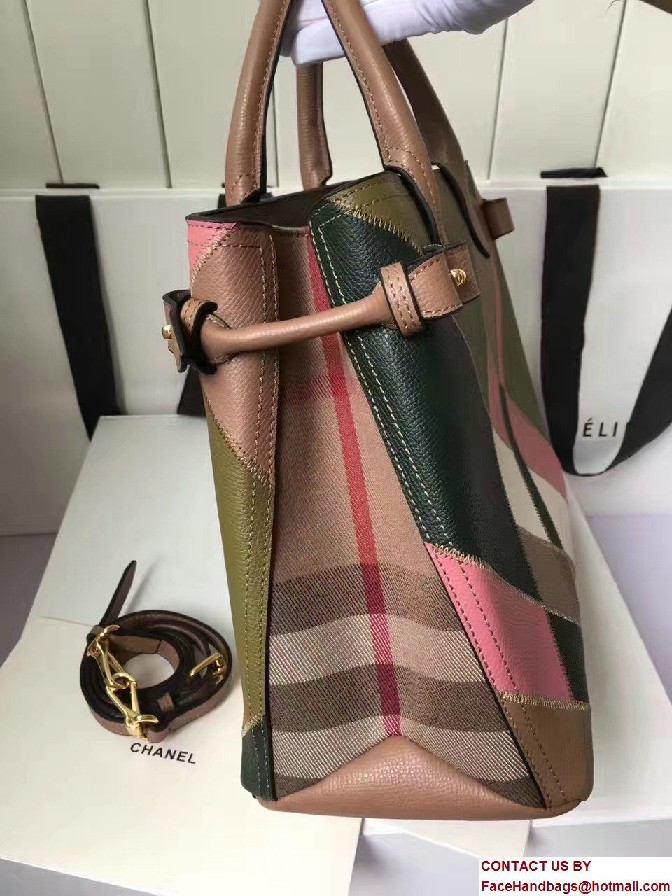 Colour Block Patchwork Leather Medium Banner Bag 40297141 Olive Green 2017