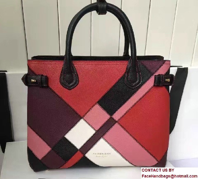 Colour Block Patchwork Leather Medium Banner Bag 40297141 Red 2017 - Click Image to Close