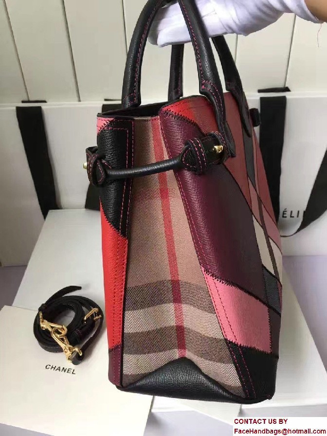 Colour Block Patchwork Leather Medium Banner Bag 40297141 Red 2017