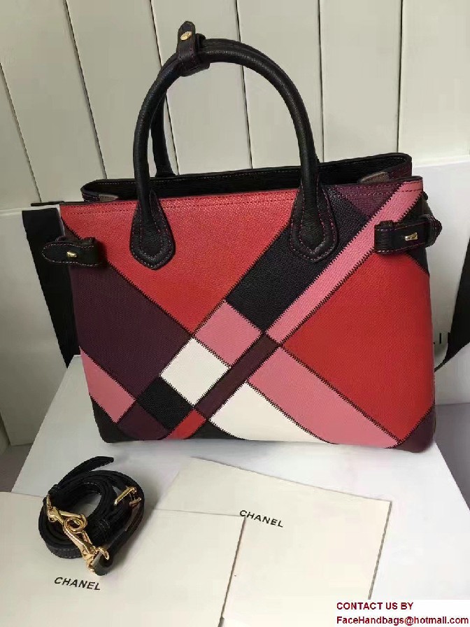 Colour Block Patchwork Leather Medium Banner Bag 40297141 Red 2017