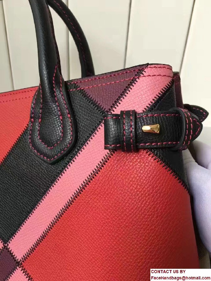 Colour Block Patchwork Leather Medium Banner Bag 40297141 Red 2017