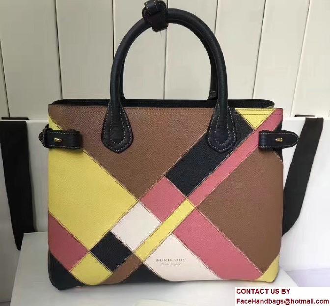 Colour Block Patchwork Leather Medium Banner Bag 40297141 Yellow 2017